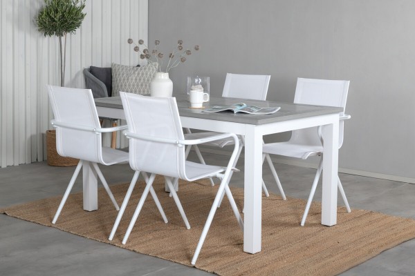 Albany, Alina matgrupp 1 bord + 4 stolar vit/grå Venture Home
