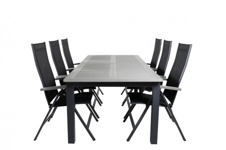 Albany matgrupp 224/324x100 cm svart/mörkgrå Venture Home