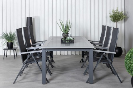 Albany matgrupp 224/324x100 cm svart/mörkgrå Venture Home