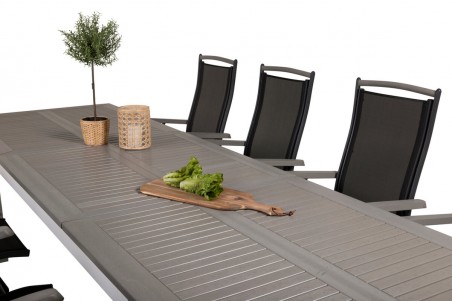Albany matgrupp 1 bord + 8 stolar svart/grå Venture Home