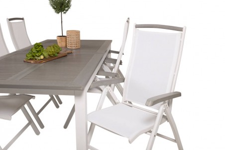 Albany matgrupp 1 bord + 6 stolar vit/grå Venture Home