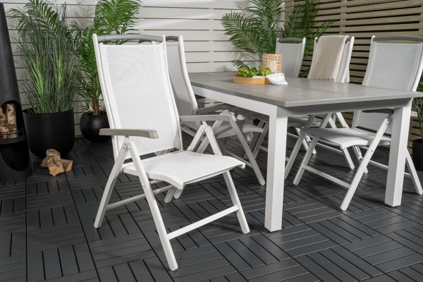 Albany matgrupp 1 bord + 6 stolar vit/grå Venture Home