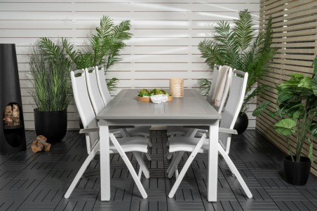 Albany matgrupp 1 bord + 6 stolar vit/grå Venture Home