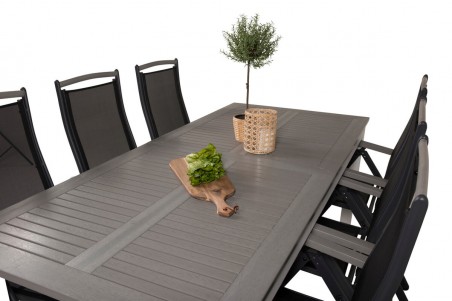 Albany matgrupp 1 bord + 6 stolar svart/grå Venture Home