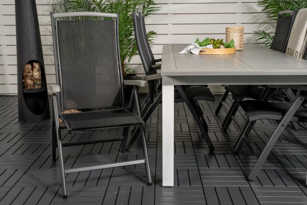 Albany matgrupp 1 bord + 6 stolar svart/grå Venture Home