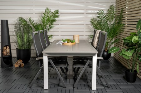 Albany matgrupp 1 bord + 6 stolar svart/grå Venture Home