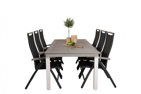 Albany matgrupp 1 bord + 6 stolar svart/grå Venture Home