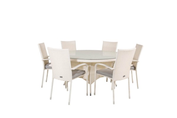 Volta & Anna matgrupp 1 bord + 6 stolar vit Venture Home