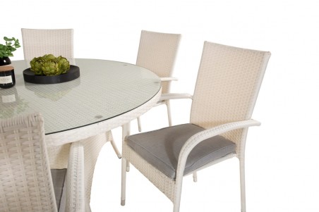 Volta & Anna matgrupp 1 bord + 6 stolar vit Venture Home