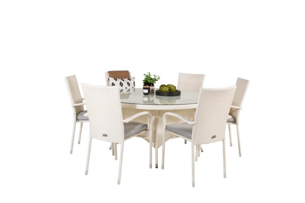 Volta & Anna matgrupp 1 bord + 6 stolar vit Venture Home