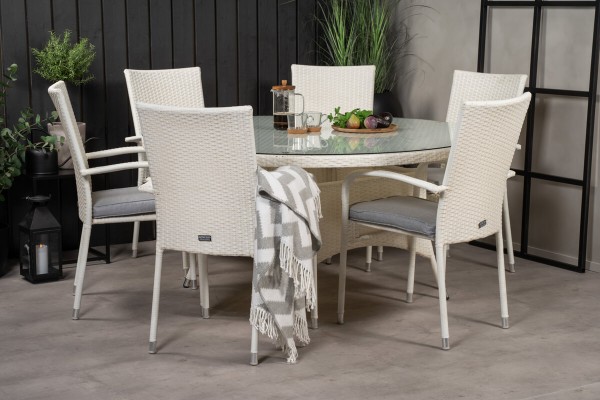 Volta & Anna matgrupp 1 bord + 6 stolar vit Venture Home