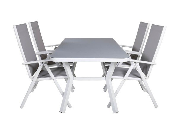 Virya & Break matgrupp 1 bord + 4 stolar vit/grå Venture Home