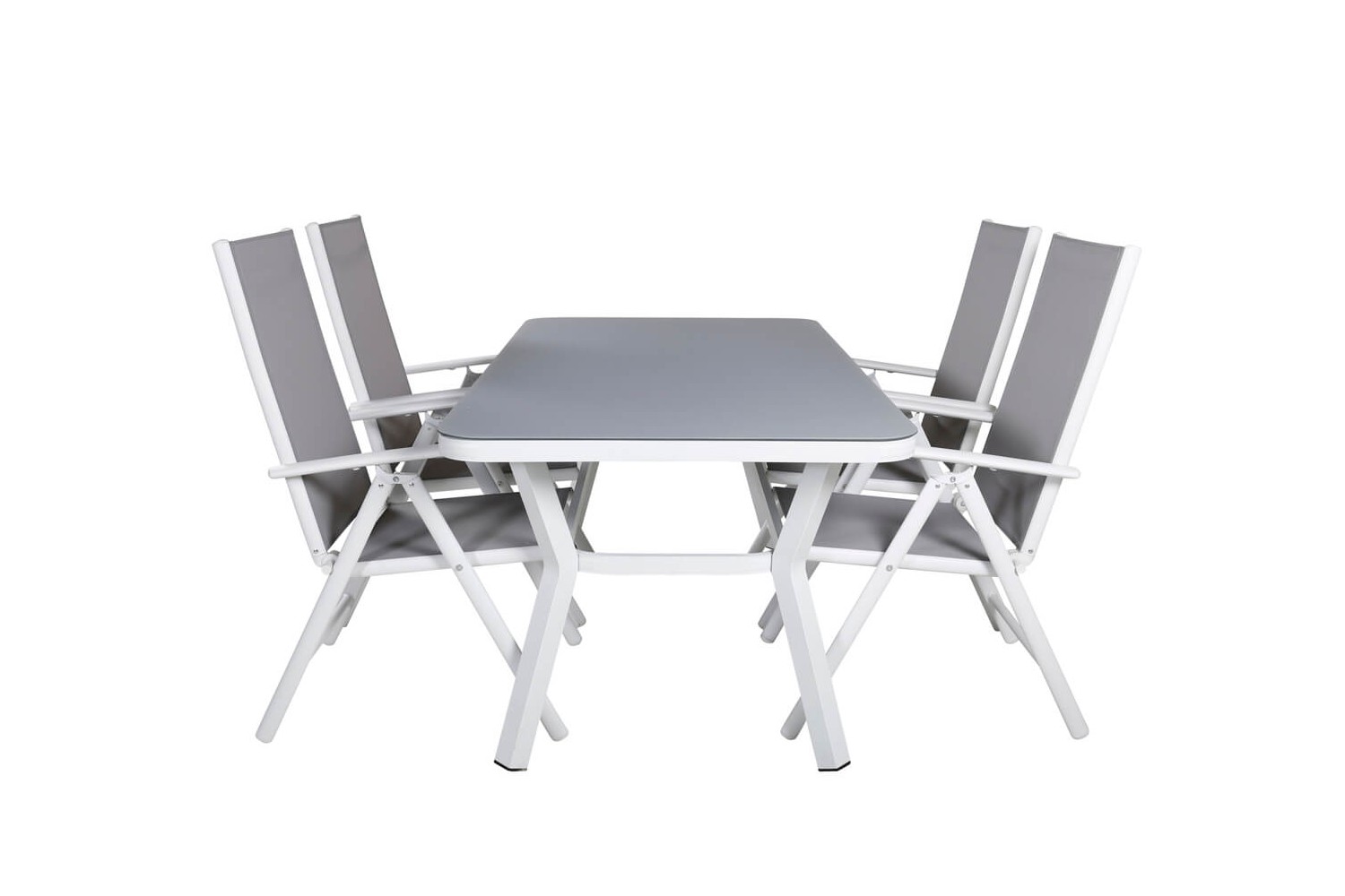 Virya & Break matgrupp 1 bord + 4 stolar vit/grå Venture Home
