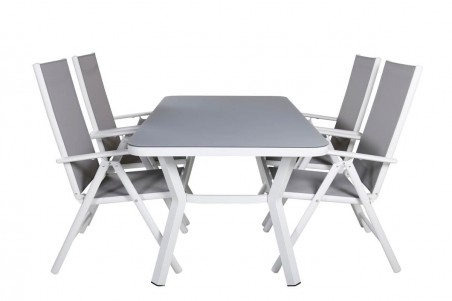 Virya & Break matgrupp 1 bord + 4 stolar vit/grå Venture Home