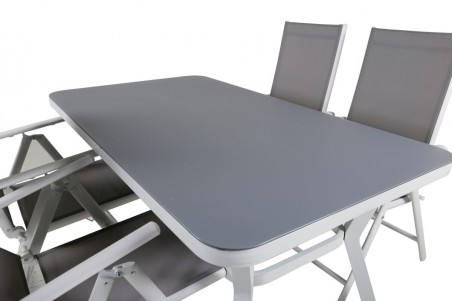 Virya & Break matgrupp 1 bord + 4 stolar vit/grå Venture Home