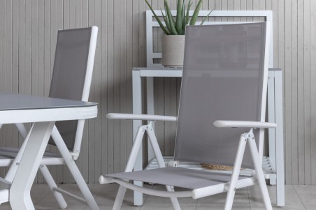 Virya & Break matgrupp 1 bord + 4 stolar vit/grå Venture Home