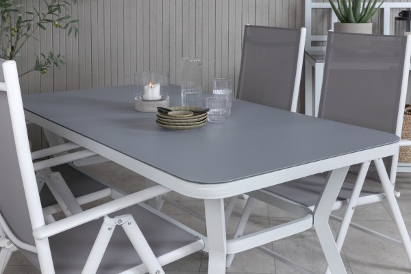Virya & Break matgrupp 1 bord + 4 stolar vit/grå Venture Home