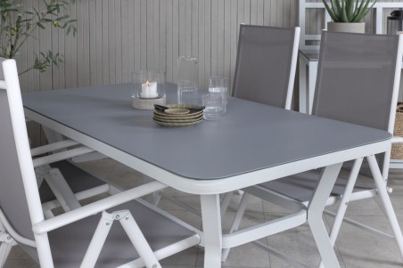 Virya & Break matgrupp 1 bord + 4 stolar vit/grå Venture Home