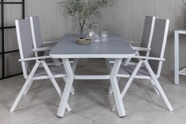 Virya & Break matgrupp 1 bord + 4 stolar vit/grå Venture Home