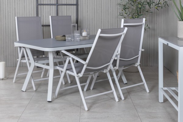 Virya & Break matgrupp 1 bord + 4 stolar vit/grå Venture Home