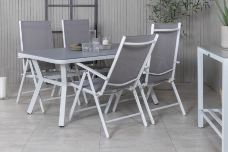 Virya & Break matgrupp 1 bord + 4 stolar vit/grå Venture Home