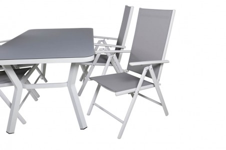 Virya & Break matgrupp 1 bord + 4 stolar vit/grå Venture Home