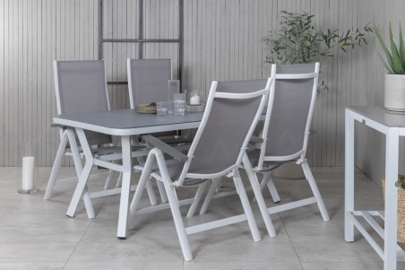 Virya & Albany matgrupp 1 bord + 4 stolar vit/grå Venture Home