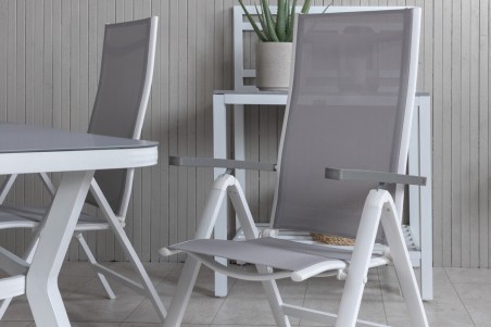 Virya & Albany matgrupp 1 bord + 4 stolar vit/grå Venture Home