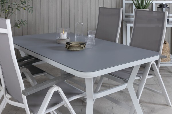Virya & Albany matgrupp 1 bord + 4 stolar vit/grå Venture Home