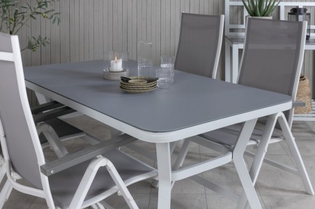 Virya & Albany matgrupp 1 bord + 4 stolar vit/grå Venture Home