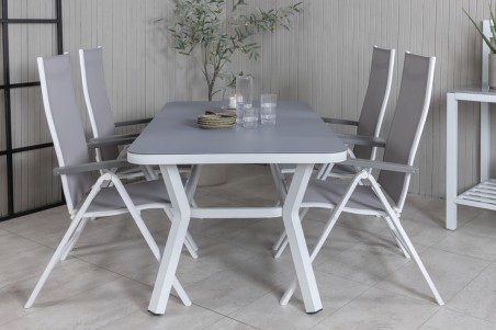Virya & Albany matgrupp 1 bord + 4 stolar vit/grå Venture Home