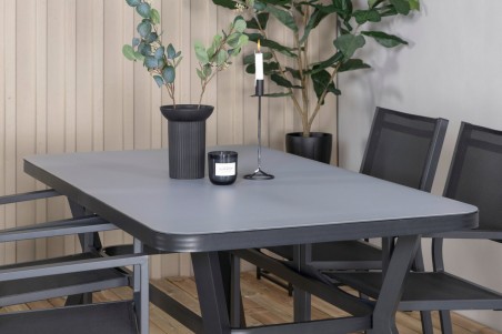 Virya & Copacabana matgrupp 1 bord + 4 stolar svart/grå Venture Home