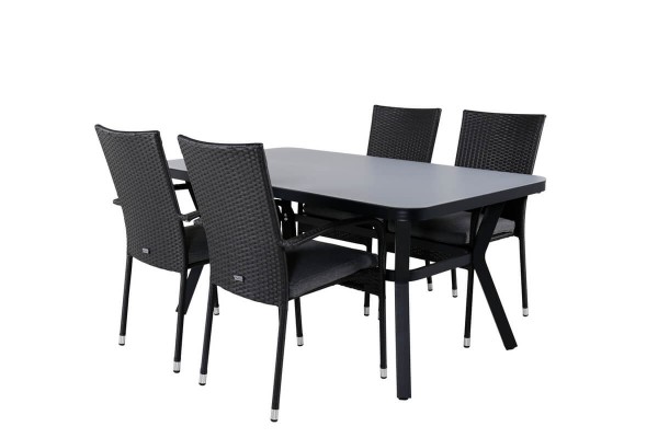 Virya & Anna matgrupp 1 bord + 4 stolar svart Venture Home