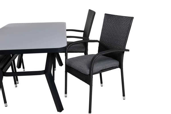 Virya & Anna matgrupp 1 bord + 4 stolar svart Venture Home