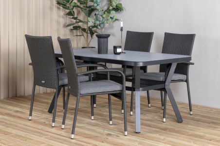 Virya & Anna matgrupp 1 bord + 4 stolar svart Venture Home