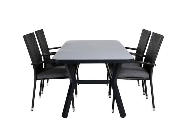 Virya & Anna matgrupp 1 bord + 4 stolar svart Venture Home