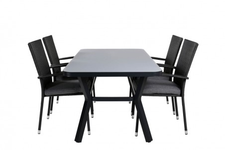 Virya & Anna matgrupp 1 bord + 4 stolar svart Venture Home