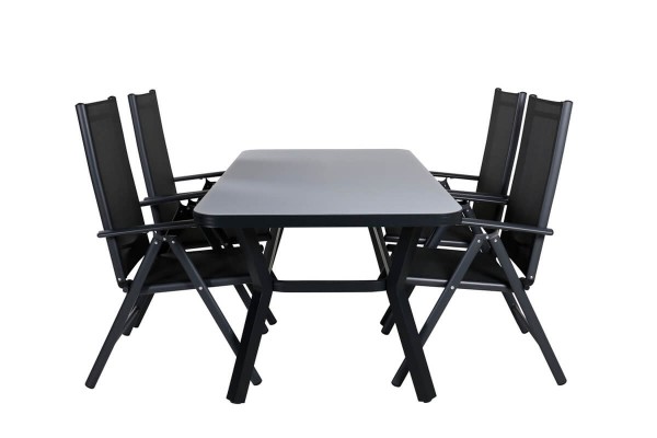 Virya & Break matgrupp 1 bord + 4 stolar svart Venture Home