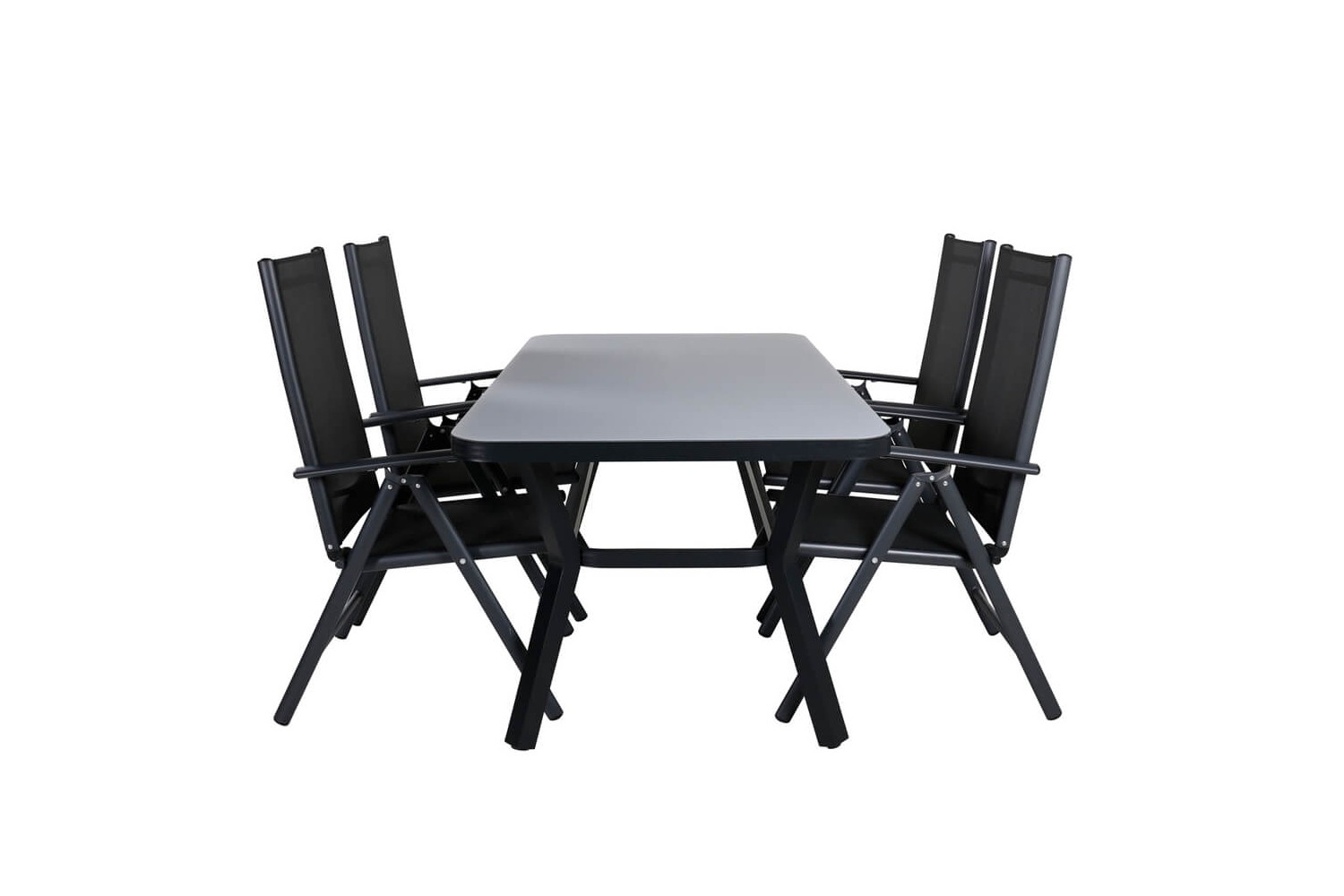 Virya & Break matgrupp 1 bord + 4 stolar svart Venture Home