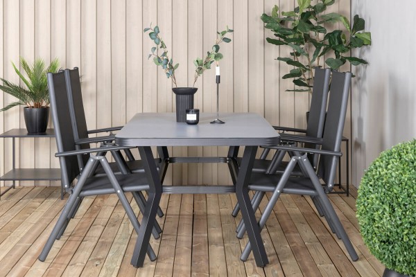Virya & Break matgrupp 1 bord + 4 stolar svart Venture Home