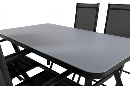 Virya & Break matgrupp 1 bord + 4 stolar svart Venture Home