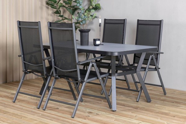 Virya & Break matgrupp 1 bord + 4 stolar svart Venture Home