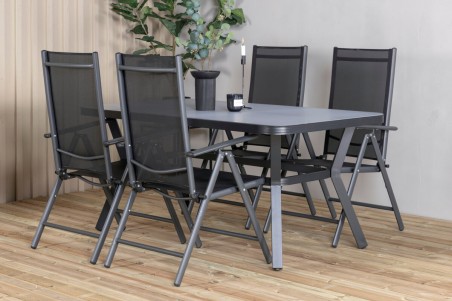 Virya & Break matgrupp 1 bord + 4 stolar svart Venture Home