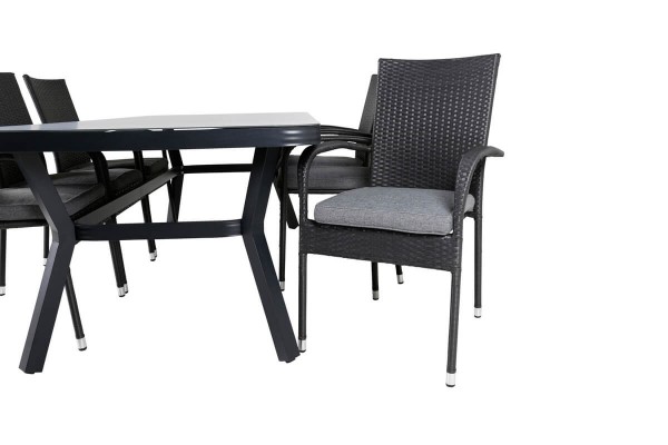 Virya & Anna matgrupp 1 bord + 6 stolar svart Venture Home