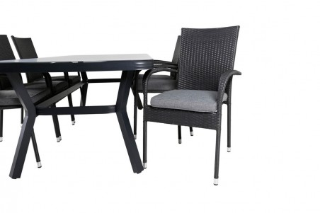 Virya & Anna matgrupp 1 bord + 6 stolar svart Venture Home
