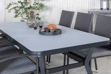 Virya & Anna matgrupp 1 bord + 6 stolar svart Venture Home