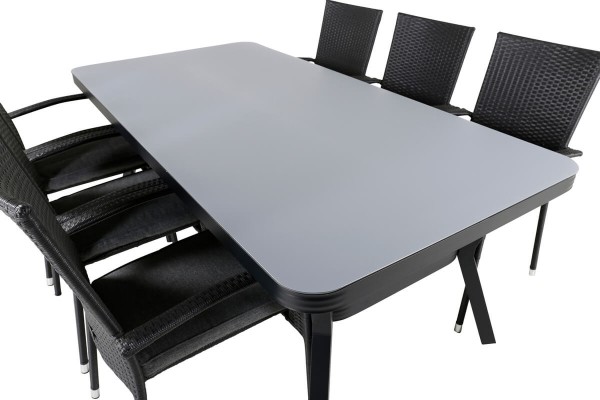 Virya & Anna matgrupp 1 bord + 6 stolar svart Venture Home