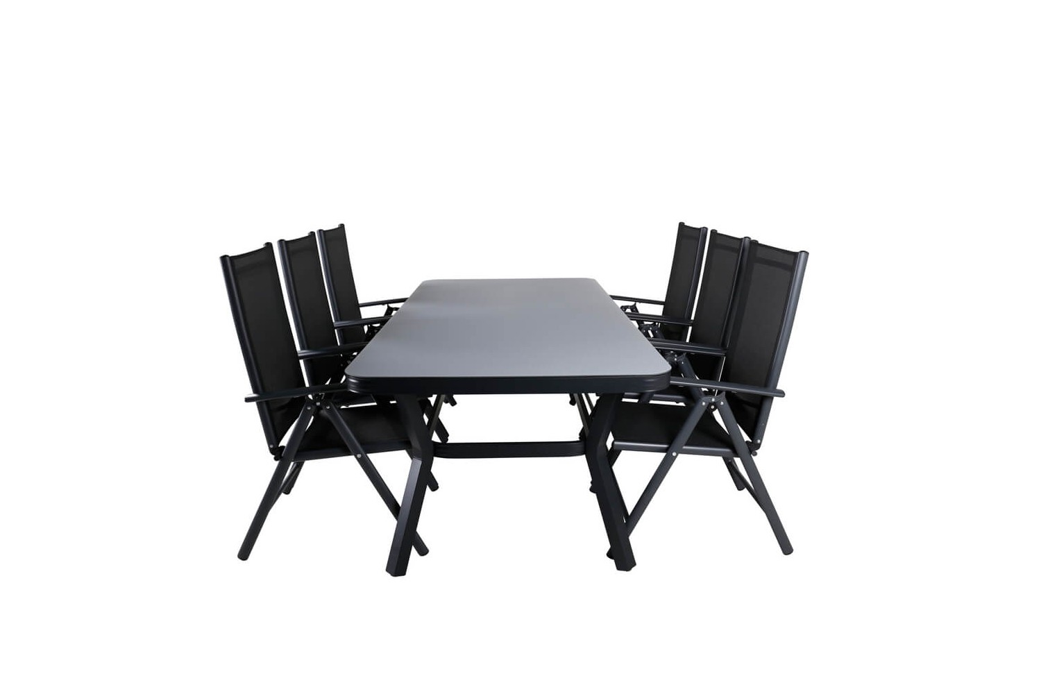 Virya & Break matgrupp 1 bord + 6 stolar svart Venture Home