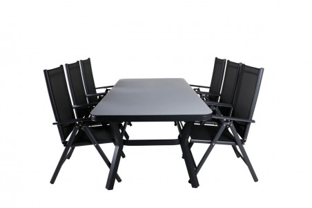 Virya & Break matgrupp 1 bord + 6 stolar svart Venture Home