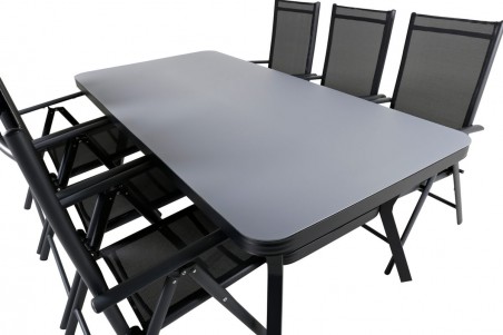 Virya & Break matgrupp 1 bord + 6 stolar svart Venture Home